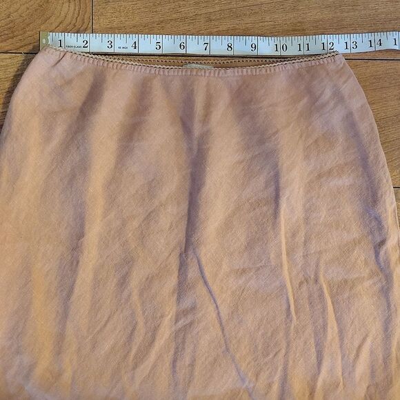 VTG Odille Anthropologie Beige Pull On 100% Linen Midi Skirt Size Medium - Picture 15 of 16